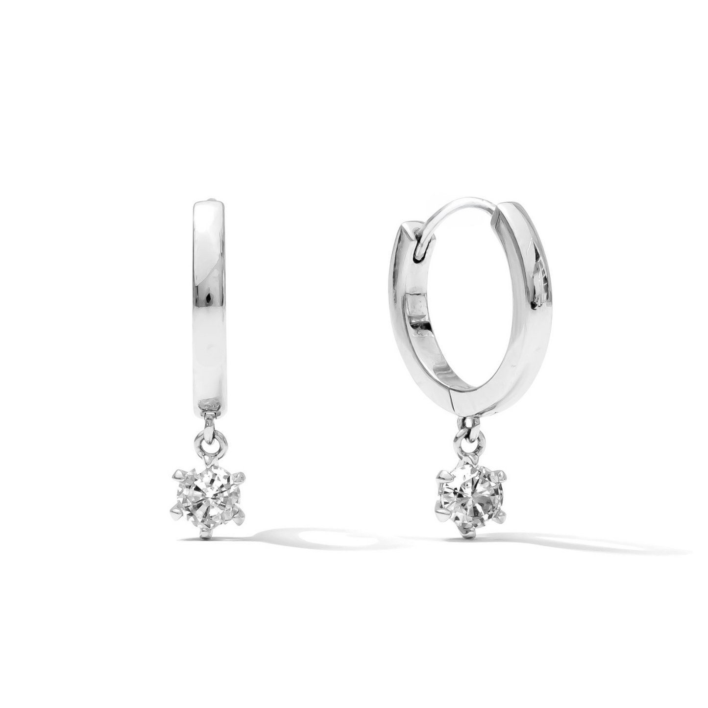 Aria Round Solitare Drop Earrings