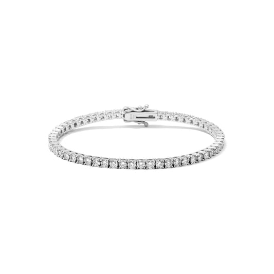 Sterling Silver bracelet with moissanite diamonds on a white background