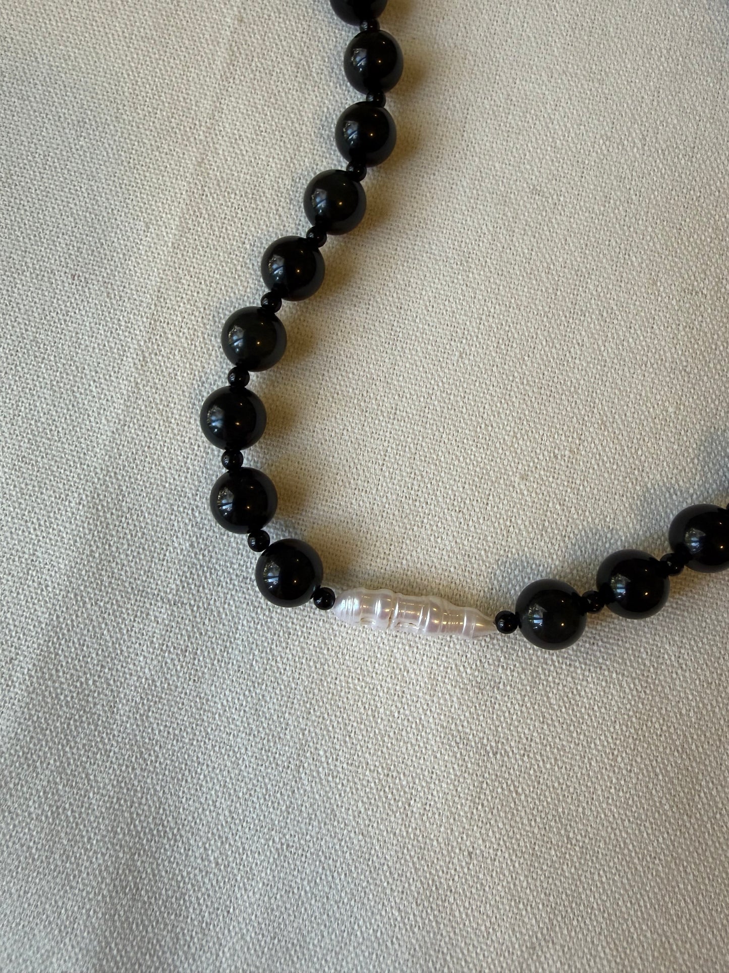Lora Obsidian Bead Necklace